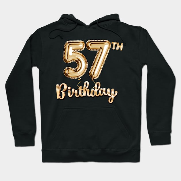 57th Birthday Gifts - Party Balloons Gold Hoodie by BetterManufaktur